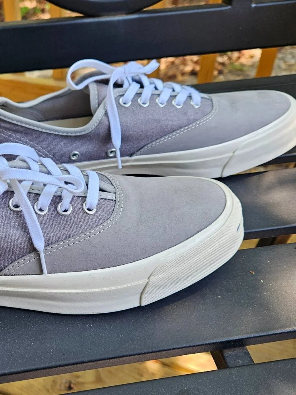Converse Jack Purcell low Men's 9.5 Women's 11 - Gray suede & canvas Vans style - Picture 5 of 9